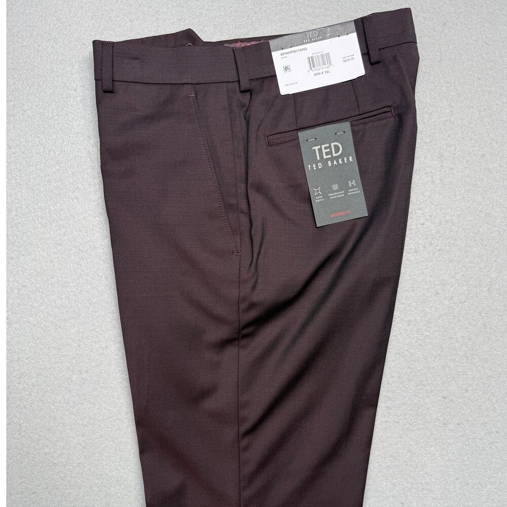 Ted Baker Men's Modern-Fit Stretch Wool-Blend suit pants Red 30x32 $200